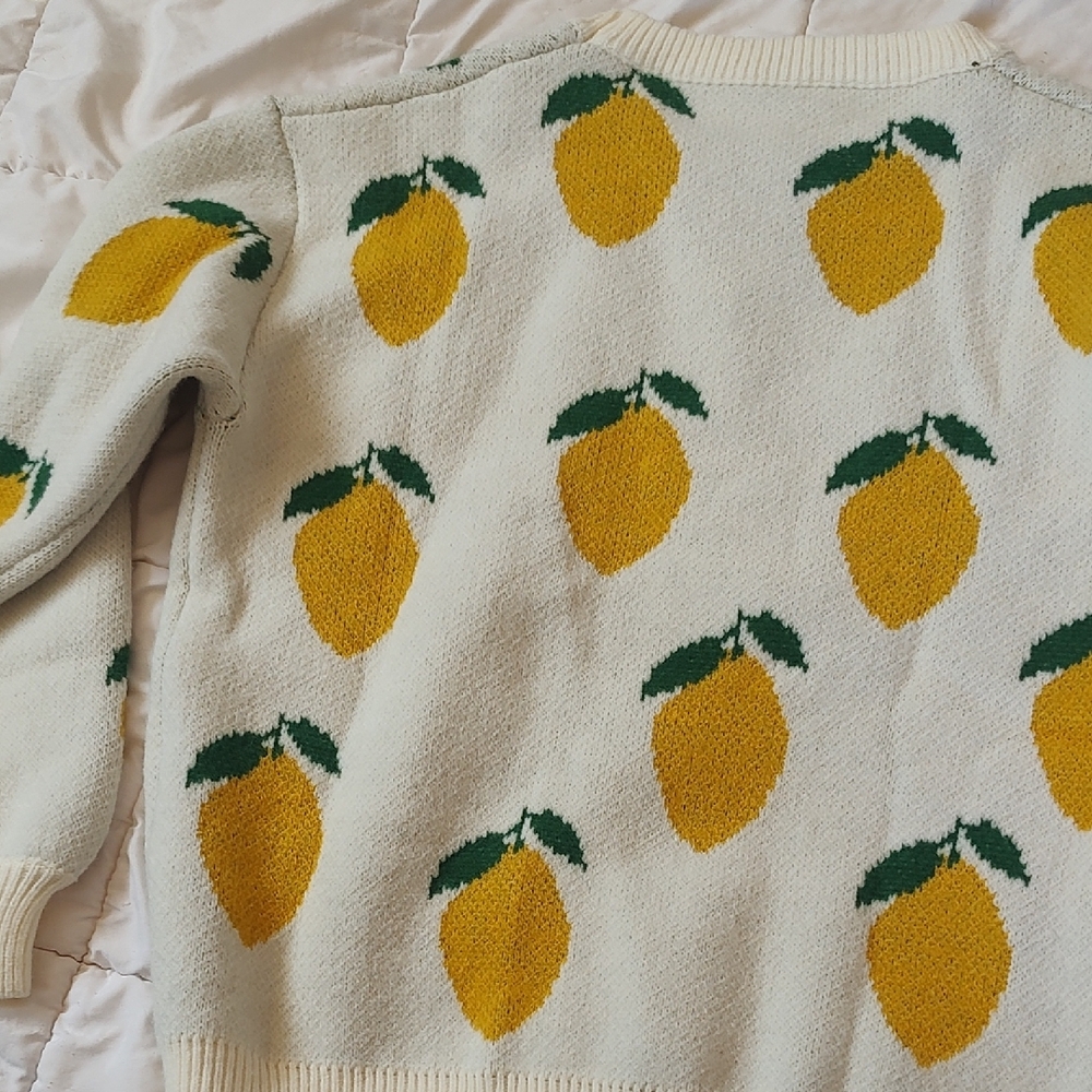 Lemon Patterned White Sweater - image 4